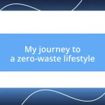 My journey to a zero-waste lifestyle