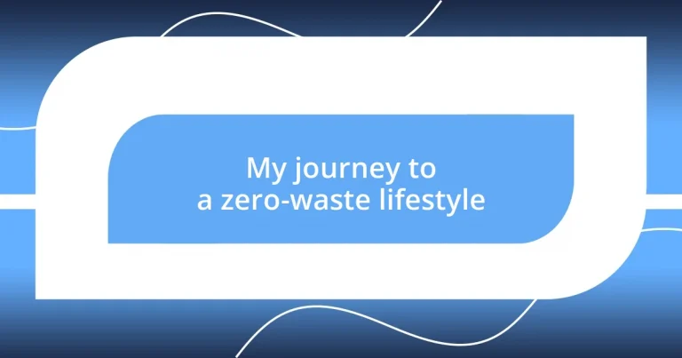 My journey to a zero-waste lifestyle