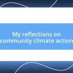 My reflections on community climate action